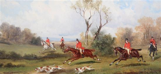 Rudolf Stone (19th century) Hunting scenes 5.5 x 11.75in.